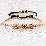 Wave CZ Charm Bracelet 4mm Beads Bangle Homme for Couple Jewelry