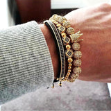 Wave CZ Charm Bracelet 4mm Beads Bangle Homme for Couple Jewelry