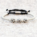Wave CZ Charm Bracelet 4mm Beads Bangle Homme for Couple Jewelry