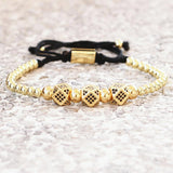 Wave CZ Charm Bracelet 4mm Beads Bangle Homme for Couple Jewelry