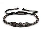 Wave CZ Charm Bracelet 4mm Beads Bangle Homme for Couple Jewelry
