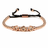 Wave CZ Charm Bracelet 4mm Beads Bangle Homme for Couple Jewelry