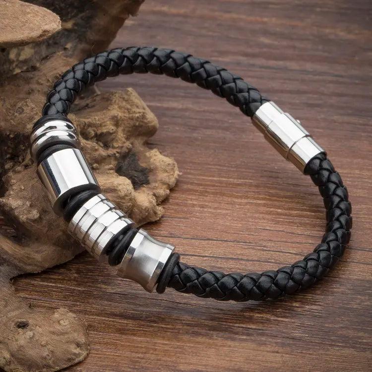 Stainless Steel Bracelets Vintage Leather Bangles for Men Women