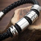 Stainless Steel Bracelets Vintage Leather Bangles for Men Women