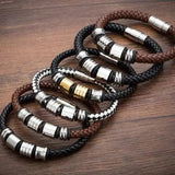 Stainless Steel Bracelets Vintage Leather Bangles for Men Women