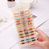 12pcs Butterfly Charms Crystal Bead Bracelet Set for Women
