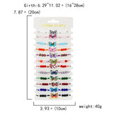 12pcs Butterfly Charms Crystal Bead Bracelet Set for Women