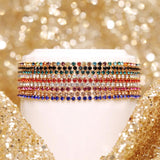 4PCS Bohemian Colorful Chain Bracelet Crystal Elastic Charm Wedding