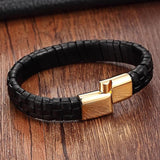 Stainless Steel Leather Charm Bracelet For Women