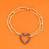 Multicolor CZ Crystal Heart Bracelet Zirconia Stone Screw Bracelet