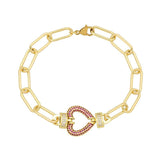 Multicolor CZ Crystal Heart Bracelet Zirconia Stone Screw Bracelet