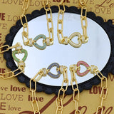 Multicolor CZ Crystal Heart Bracelet Zirconia Stone Screw Bracelet