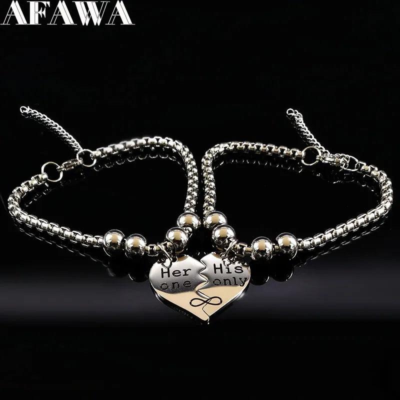 Stainless Steel Couple Bracelet Silver Chain B17982