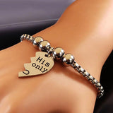 Stainless Steel Couple Bracelet Silver Chain B17982