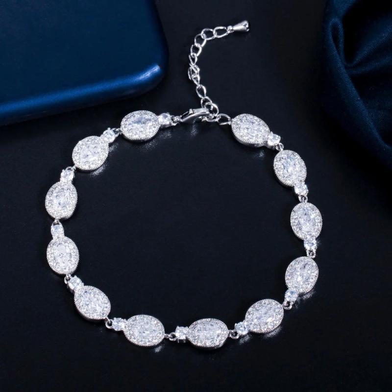 Cubic Zirconia Silver Charm Bracelet for Women CB275