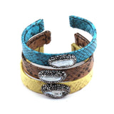 Paved & Pearl Leather Cuff Bracelets for Women