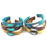 Paved & Pearl Leather Cuff Bracelets for Women