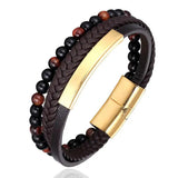 6MM Red Tiger Stone Bracelet Stainless Steel Magnet Wrist Band