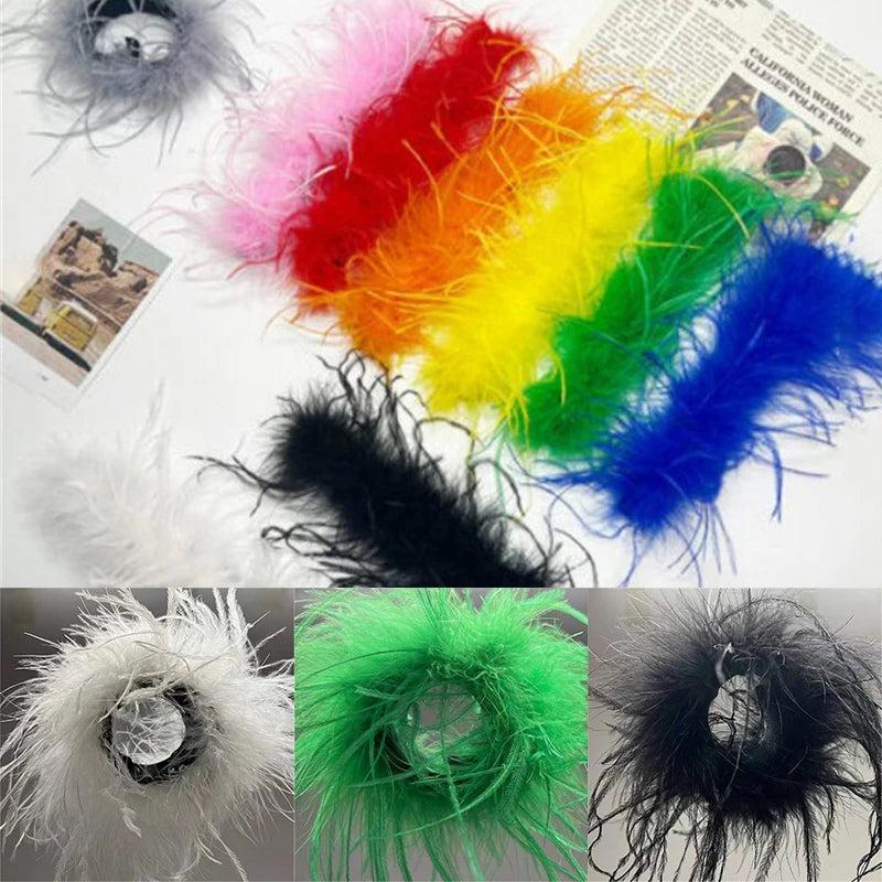 Ostrich Feather Snap Bracelet Cuff Wrist Sleeve Wrap