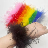 Ostrich Feather Snap Bracelet Cuff Wrist Sleeve Wrap