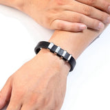 Men's Leather Bracelet Stainless Steel Buckle Charm Bangle 4 Colors