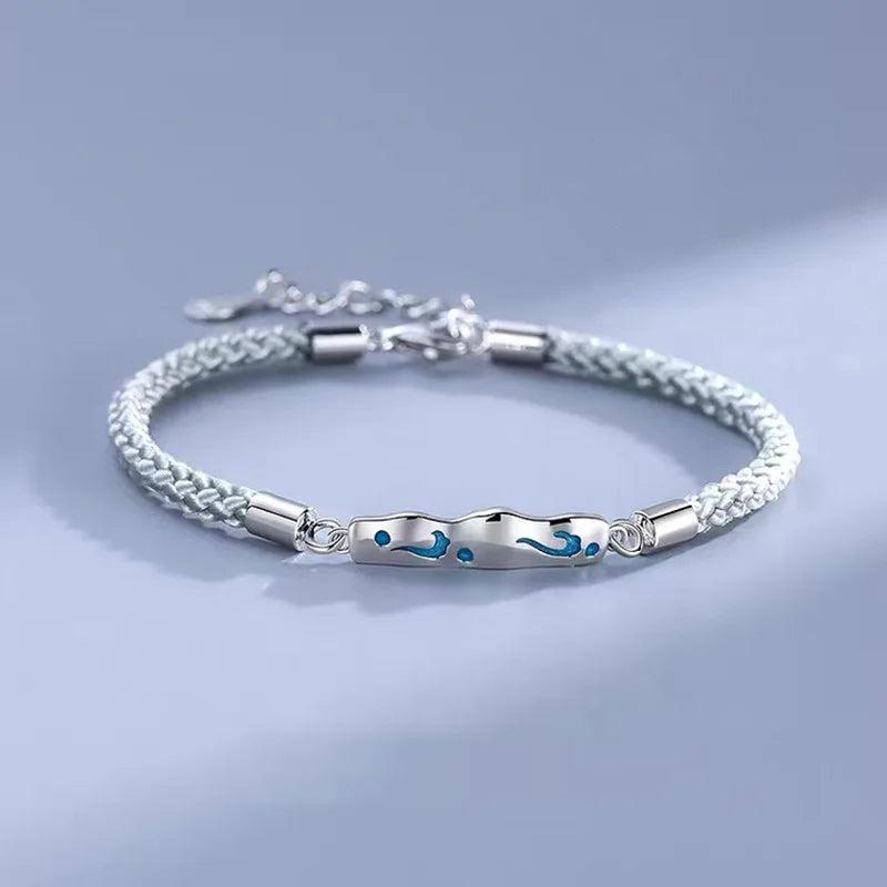 Silver Love Bracelet with Glue Mountain Water Design