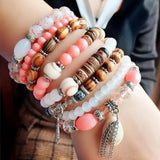 Boho Charm Bracelet Beaded Tree Strand Bracelet Multilayer Femme