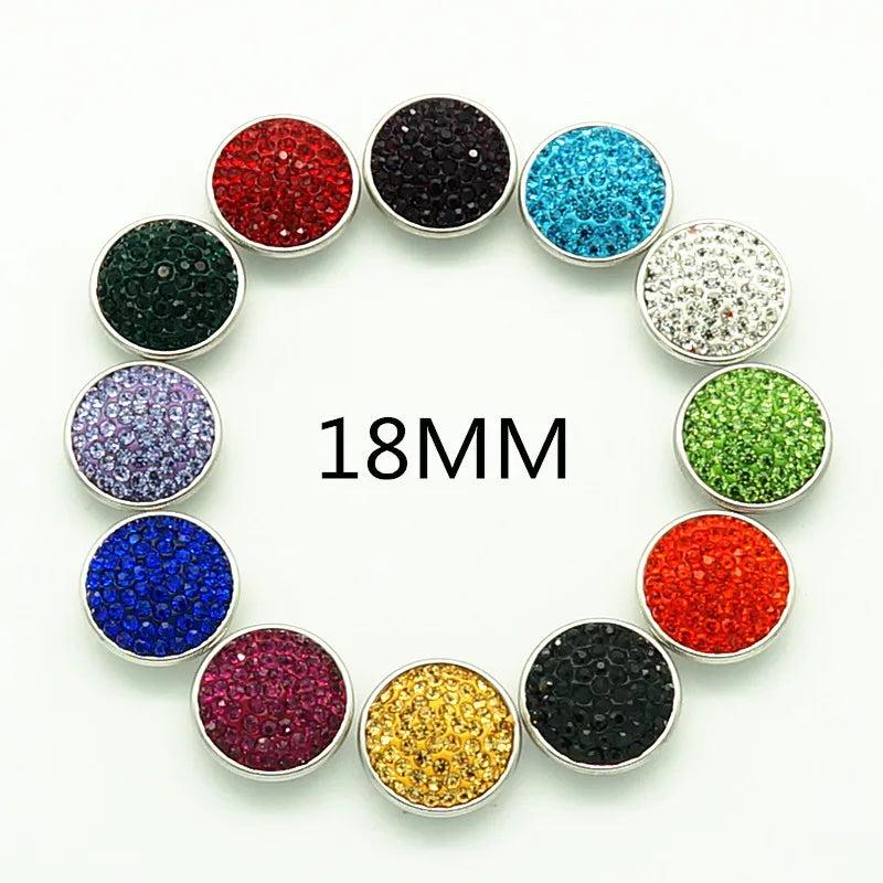 12pcs 18MM Rhinestone&Clay Birthstone Snap Buttons for Snap Bracelets