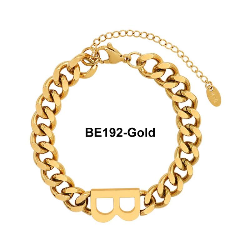 316L Stainless Steel Metal Bracelet Heavy Metal Chain B Letter