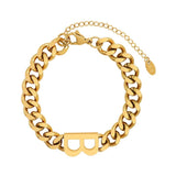 316L Stainless Steel Metal Bracelet Heavy Metal Chain B Letter