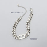 316L Stainless Steel Metal Bracelet Heavy Metal Chain B Letter