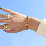 316L Stainless Steel Metal Bracelet Heavy Metal Chain B Letter