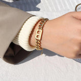 316L Stainless Steel Metal Bracelet Heavy Metal Chain B Letter