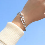 316L Stainless Steel Metal Bracelet Heavy Metal Chain B Letter