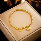 316L Stainless Steel Heart Beaded Bracelet For Women Girl