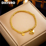 316L Stainless Steel Heart Beaded Bracelet For Women Girl
