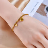 316L Stainless Steel Heart Beaded Bracelet For Women Girl