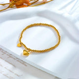 316L Stainless Steel Heart Beaded Bracelet For Women Girl