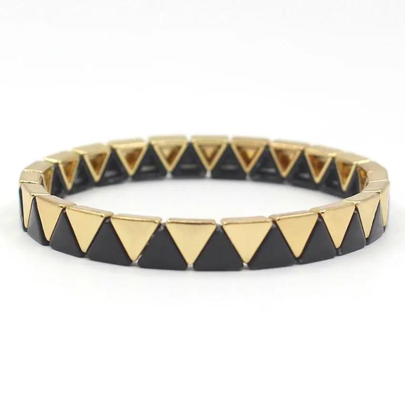 RA Enamel Ladies Rainbow Bracelet Candy Geometric Triangle DIY Combination