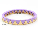 RA Enamel Ladies Rainbow Bracelet Candy Geometric Triangle DIY Combination