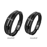Braided Leather Bracelet Men's Cuff Christian Cross Bangle