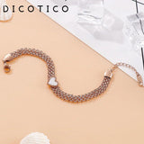 DICOTICO Link Chain Bracelet Shell Heart Stainless Steel Women Jewelry