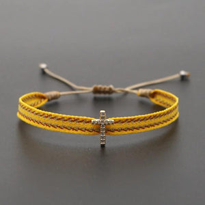 Bohemian Braided Bracelet Rhinestones Letter Charm Bracelet Evil Eye Pulseras