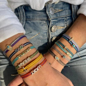 Bohemian Braided Bracelet Rhinestones Letter Charm Bracelet Evil Eye Pulseras