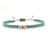 Bohemian Braided Bracelet Rhinestones Letter Charm Bracelet Evil Eye Pulseras