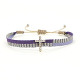 Bohemian Braided Bracelet Rhinestones Letter Charm Bracelet Evil Eye Pulseras