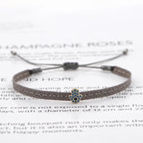 Bohemian Braided Bracelet Rhinestones Letter Charm Bracelet Evil Eye Pulseras