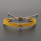 Bohemian Braided Bracelet Rhinestones Letter Charm Bracelet Evil Eye Pulseras