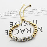Stainless Steel Circle Bracelet with Zircon-Adjustable Size for Women