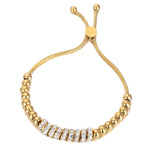 Stainless Steel Circle Bracelet with Zircon-Adjustable Size for Women